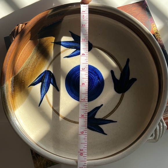 Vintage Pottery Made Clay Dish Ware Bowl Tray With Handles Serving Dish - Picture 10 of 11